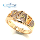 Yellow Gold Diamond, Gold Quartz and Gold Nugget Ring - Size 7.5